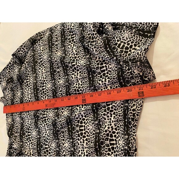 Cato Blouse Womens Plus Size XL Top Cap Sleeve Black & White Print Casual - Picture 6 of 7